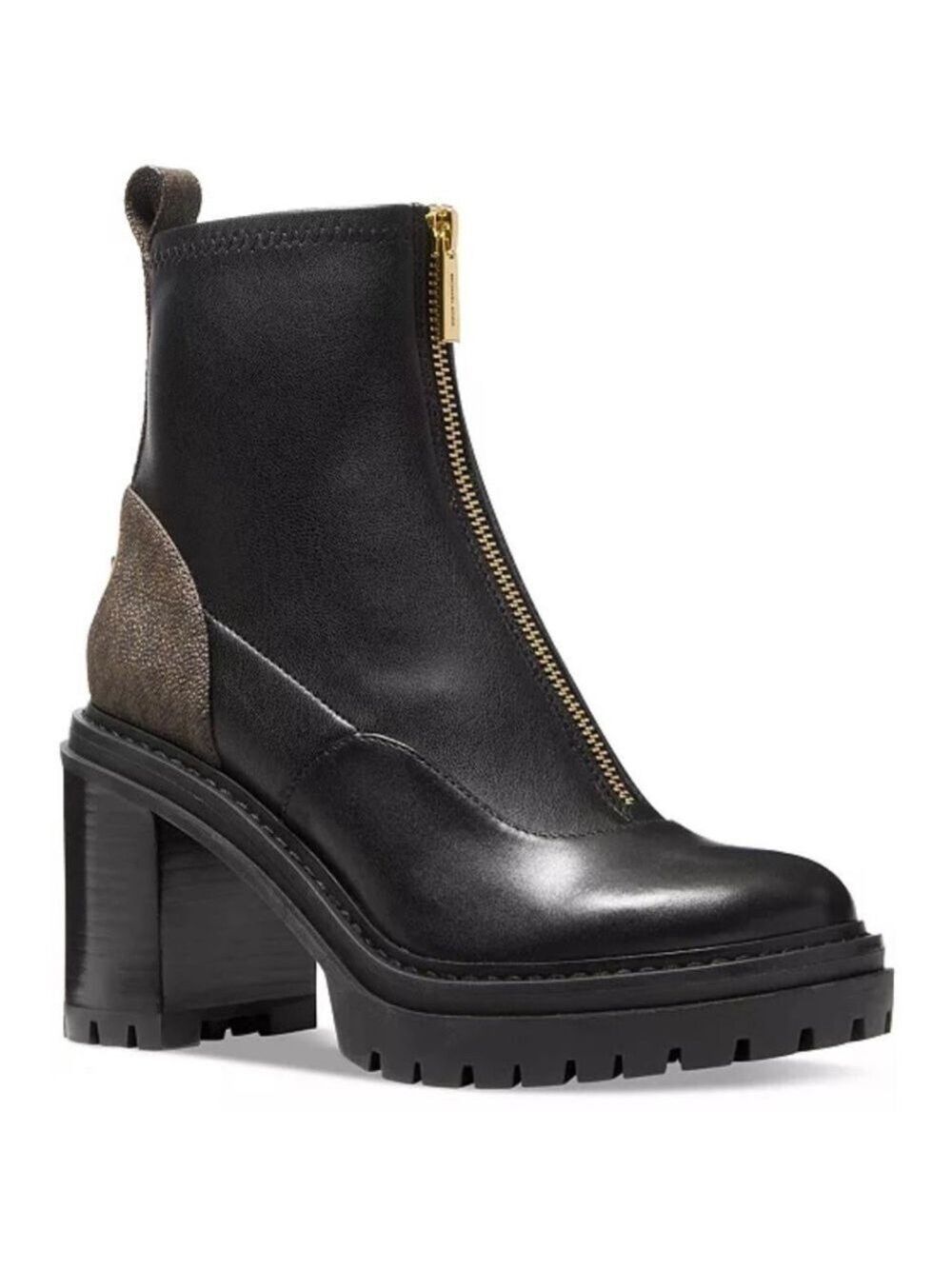 NIB Michael Kors Cyrus Zip Casual Leather Heeled Booties
